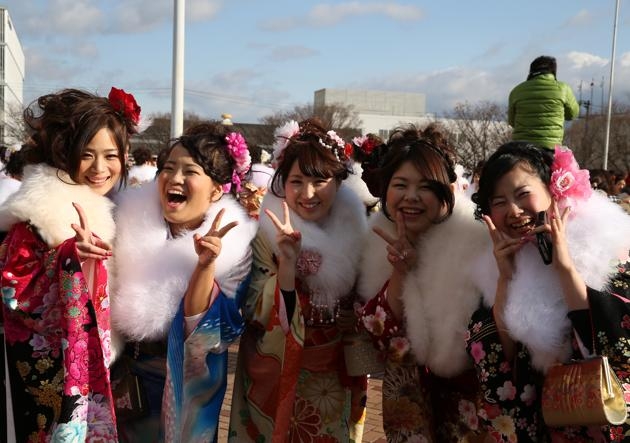 Young Japanese mark their Coming of Age in a ceremony