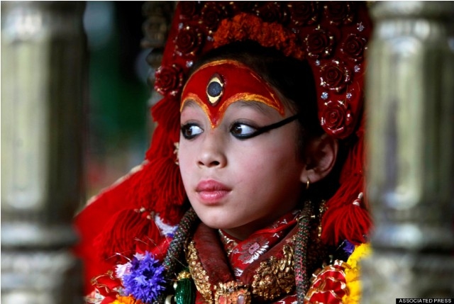A Kumari or living Goddess in Nepal