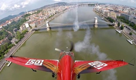 Air show above river Danube in Budapest