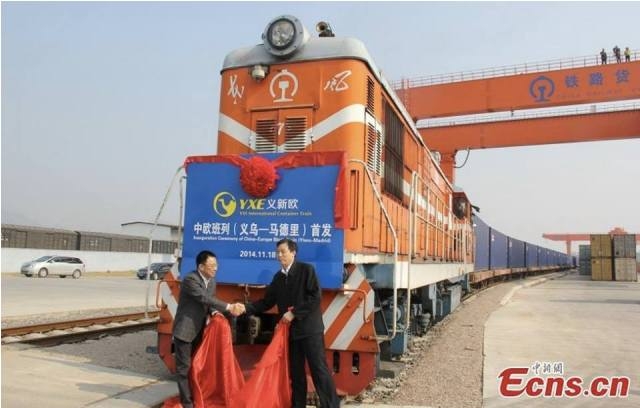 First train linking China’s Zhejiang Province and Madrid in Spain