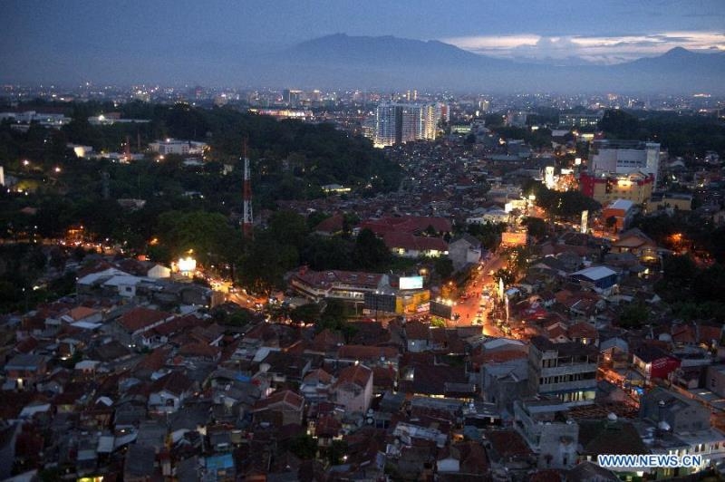 Night scenery of Bandung, Indonesia