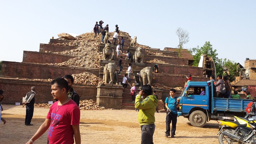 A view of Bhaktapur Durbar Square, a world heritage site, destroyed by earthquake of April 25, 2015 in Nepal