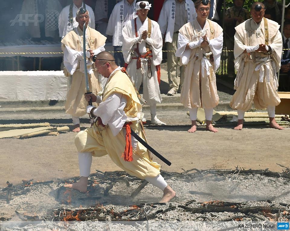 “Hi-watari”-fire-walking ritual, at a temple in Tokyo