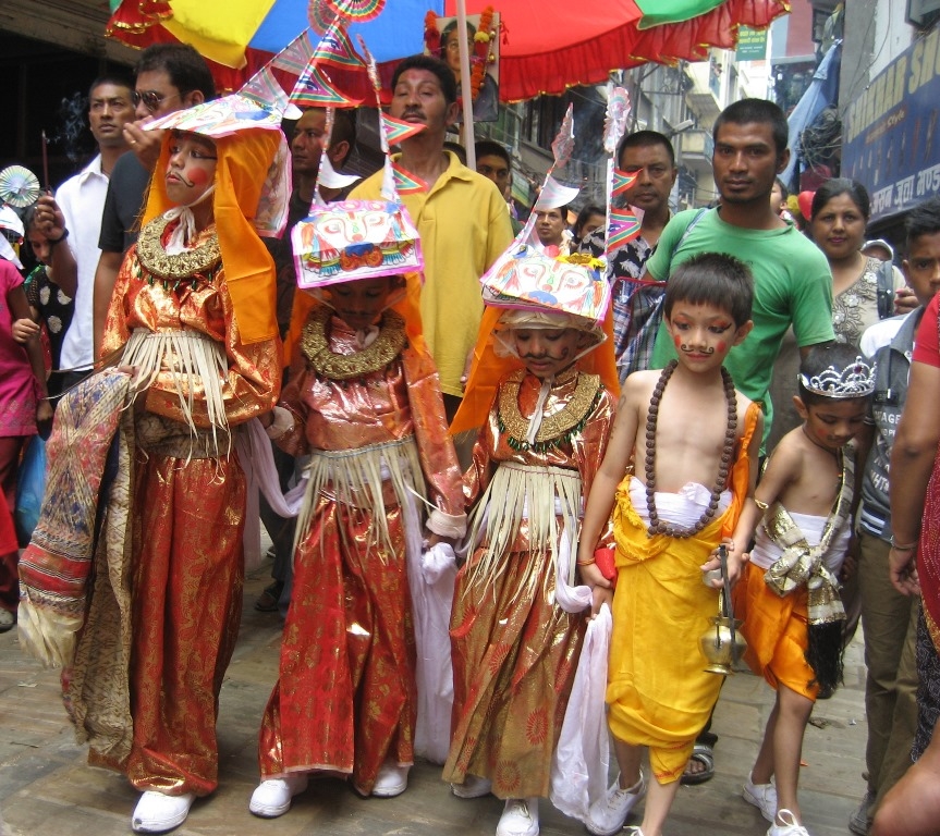 Traditional festival of Gaijatra or the ‘cow festival’in Nepal