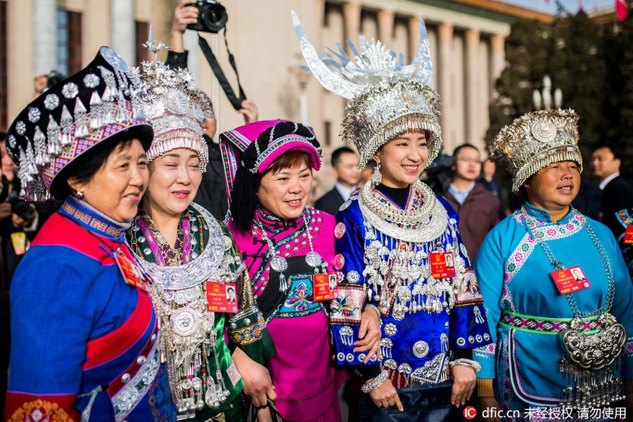 Ethnic minority deputies from Guizhou Province , China