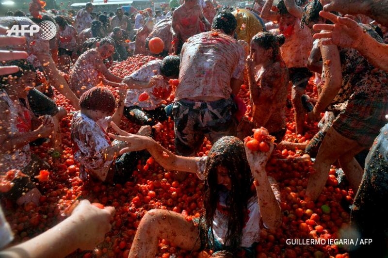 Tomato fight festival in Sutamarchan, Colombia