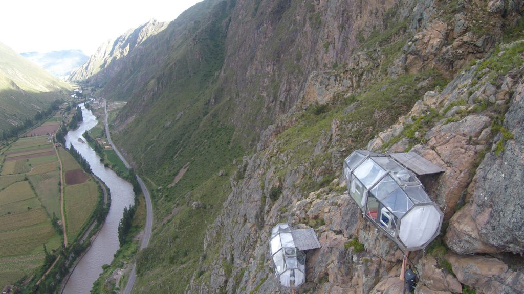Transparent luxury Skylodge in Peru
