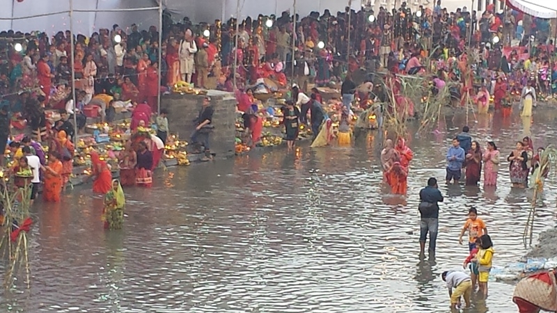 People celebrating  festival – Chhath Parva